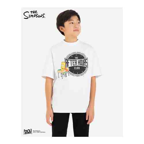 Белая футболка oversize с принтом The Simpsons для мальчика арт. BKT009413-1
