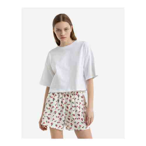 Белые шорты Baggy из льна с принтом арт. GSH008547-2