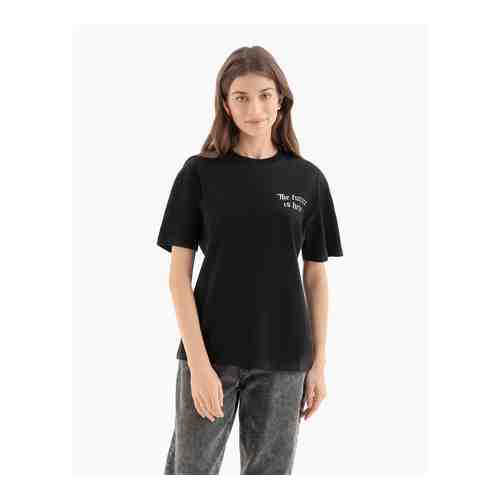 Черная футболка oversize с принтом The future is here арт. GKT016509-1