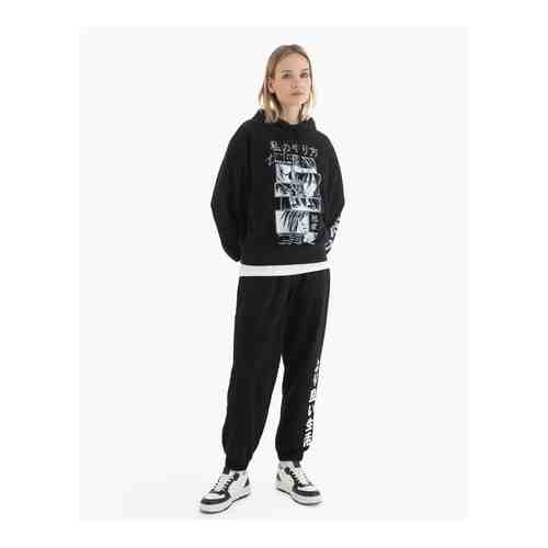 Черные брюки Baggy с иероглифами арт. GAC019049-1