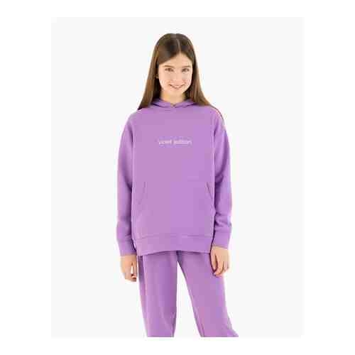 Фиолетовое худи oversize с надписью Violet edition для девочки арт. GAC018545-1