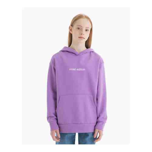 Фиолетовое худи oversize с надписью Violet edition для девочки арт. GAC018865-1