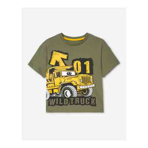 Хаки футболка oversize с принтом Wild truck для мальчика арт. BKT008872-1