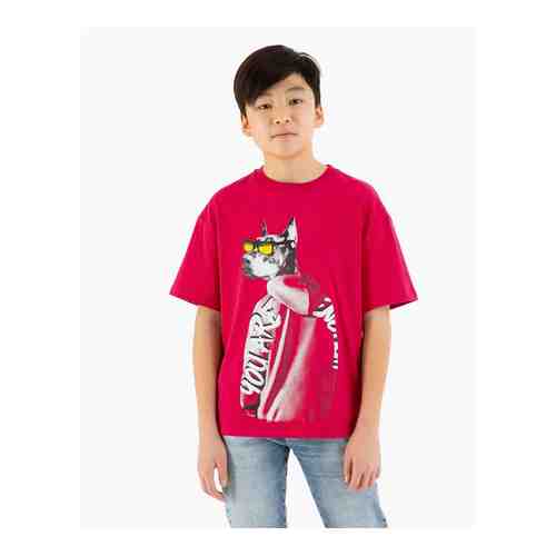 Красная футболка oversize с собакой для мальчика арт. BKT010483-1