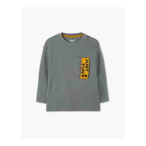 Серый лонгслив oversize с карманом для мальчика арт. BKT008329-2