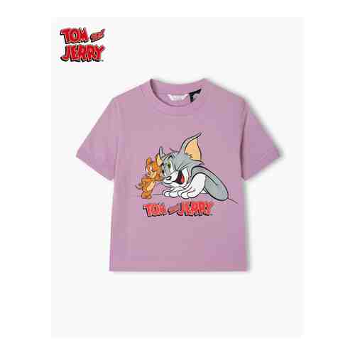 Сиреневая футболка с принтом Tom and Jerry для девочки арт. GKT016168-1