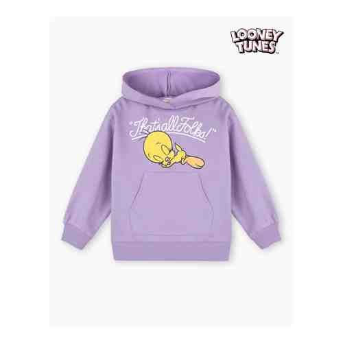 Сиреневое худи oversize с принтом Looney Tunes для девочки арт. GAC018175-1