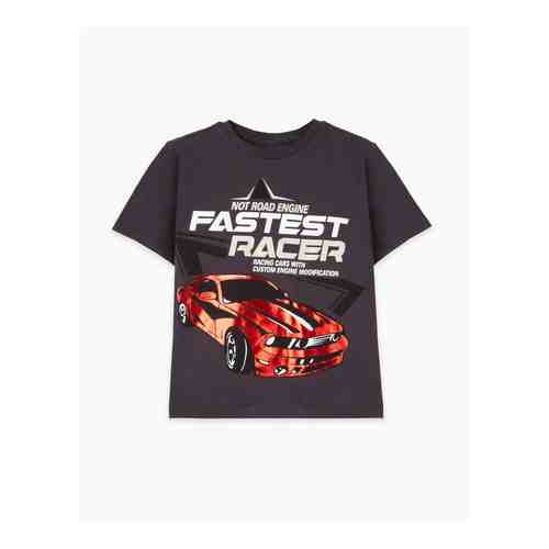 Темно-серая футболка с принтом Fastest racer для мальчика арт. BKT010339-1