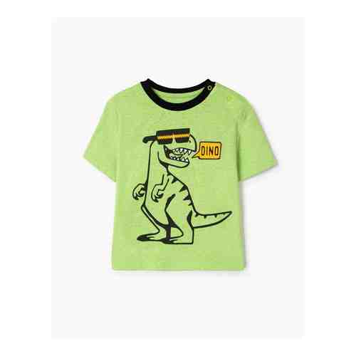 Зеленая футболка с динозавром и надписью Dino для мальчика арт. BKT008244-1
