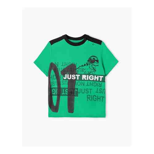 Зеленая футболка с принтом Just right для мальчика арт. BKT009350-1